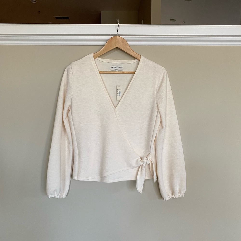 Madewell Cream Wrap Blouse